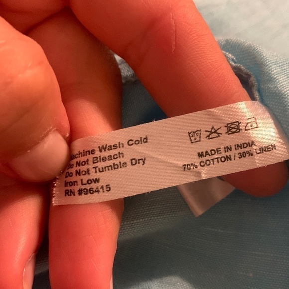 Artistry in Motion slim fit linen buttons down shirt size L teal blue - Picture 3 of 12